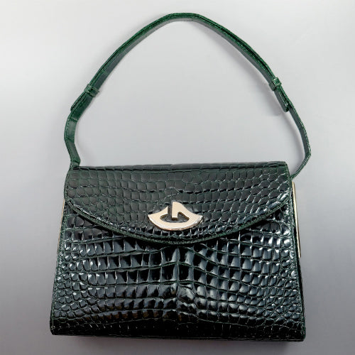OLD Gucci　レア!!クロコショルダー（グリーン）