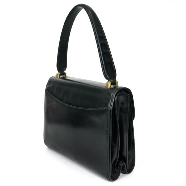 OLD Gucci　1973総革ハンドバッグ（黒）