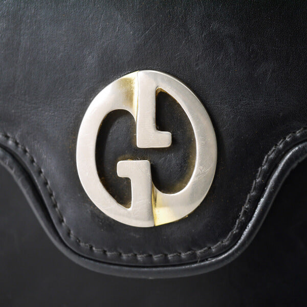 OLD Gucci　1973総革ハンドバッグ（黒）