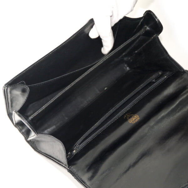 OLD Gucci　1973総革ハンドバッグ（黒）