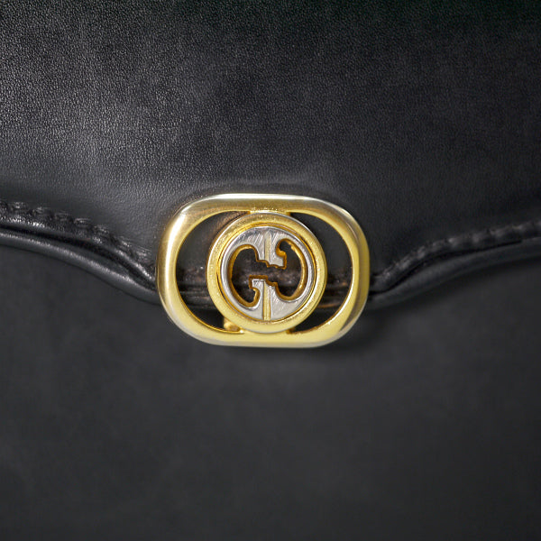 OLD Gucci　総革3層式ミニハンドバッグ(黒)