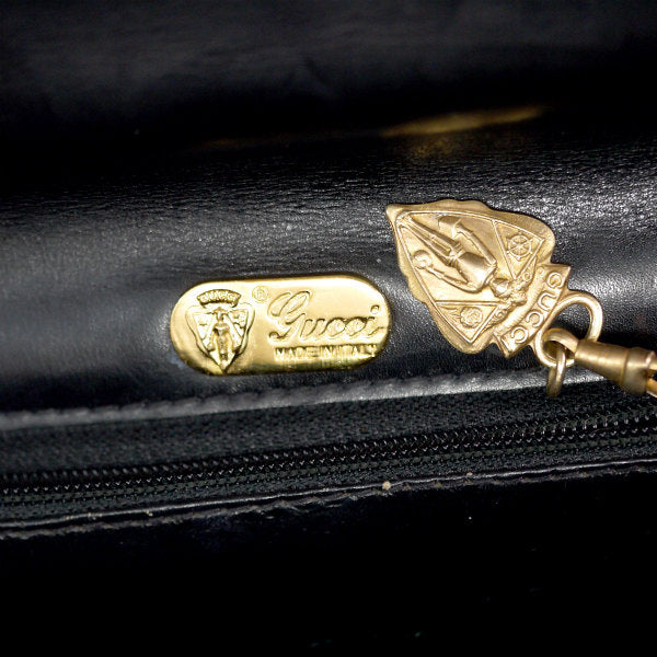 OLD Gucci　総革3層式ミニハンドバッグ(黒)