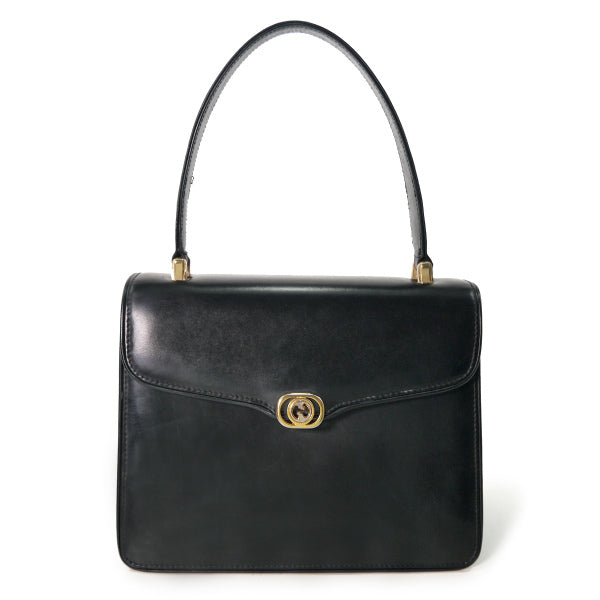 OLD Gucci　総革3層式ミニハンドバッグ(黒)