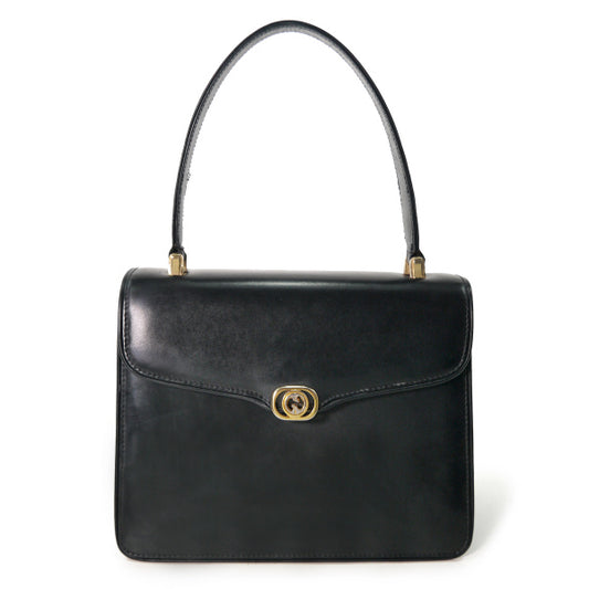 OLD Gucci　総革3層式ミニハンドバッグ(黒)