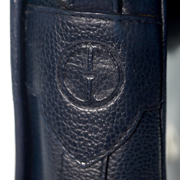 OLD Gucci シンプル型押しレザー斜めがけショルダー（紺）