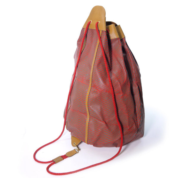 OLD Gucci　Rigateライン大型巾着リュック(赤)