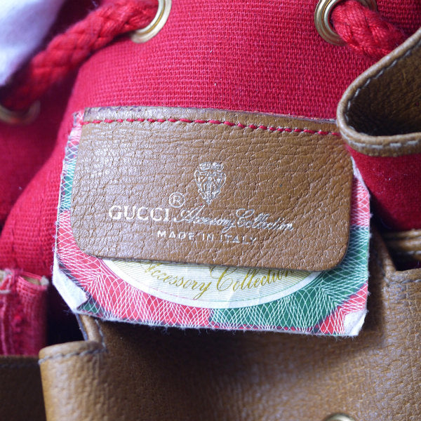 OLD Gucci　Rigateライン大型巾着リュック(赤)