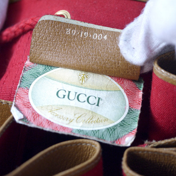 OLD Gucci　Rigateライン大型巾着リュック(赤)
