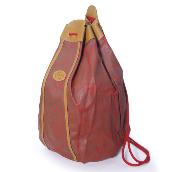 OLD Gucci　Rigateライン大型巾着リュック(赤)