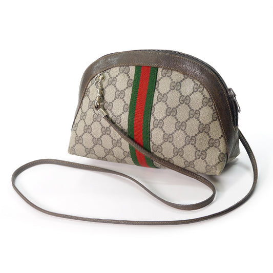 OLD Gucci 半円ミニポシェット（縦シェリー・茶）