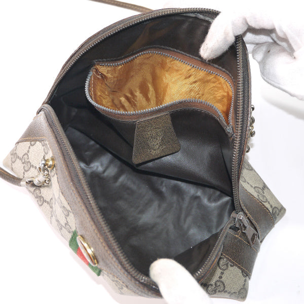 OLD Gucci 半円ミニポシェット（縦シェリー・茶）