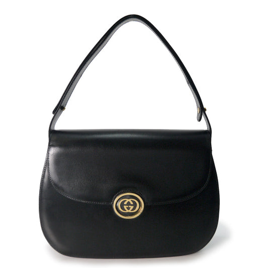 OLD Gucci　総革GGプレート2WAYショルダー（黒）