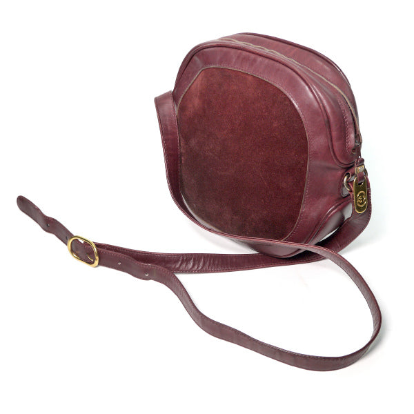 OLD Gucci ラウンド型スエード ミニポシェット（ボルドー）