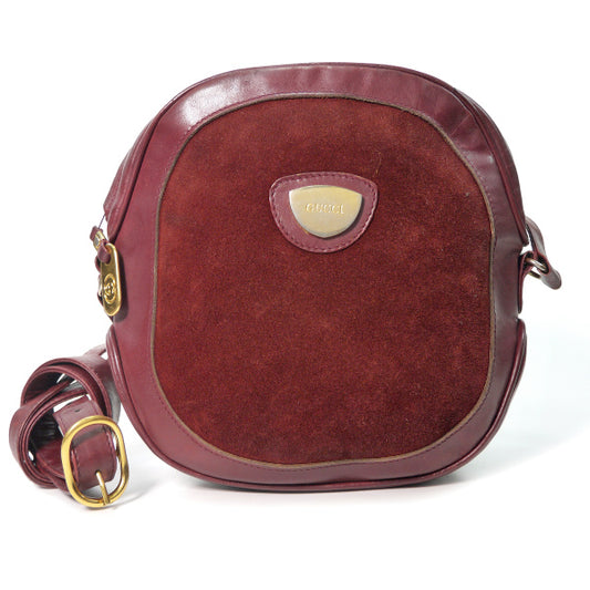 OLD Gucci ラウンド型スエード ミニポシェット（ボルドー）