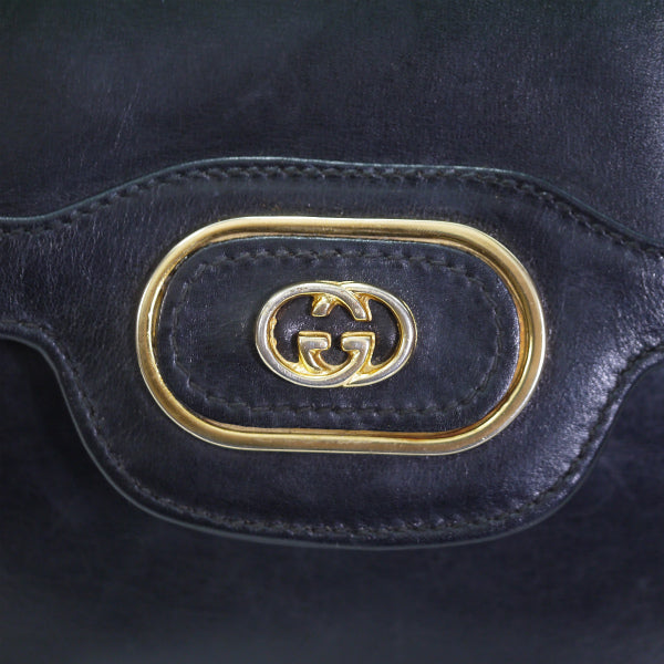 OLD Gucci　70S！総革スクエア斜めがけショルダー（黒）