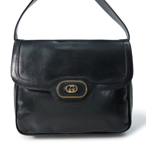 OLD Gucci　70S！総革スクエア斜めがけショルダー（黒）
