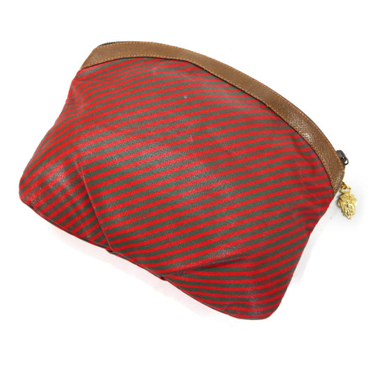 OLD Gucci Rigateライン丸ポーチ（赤緑）