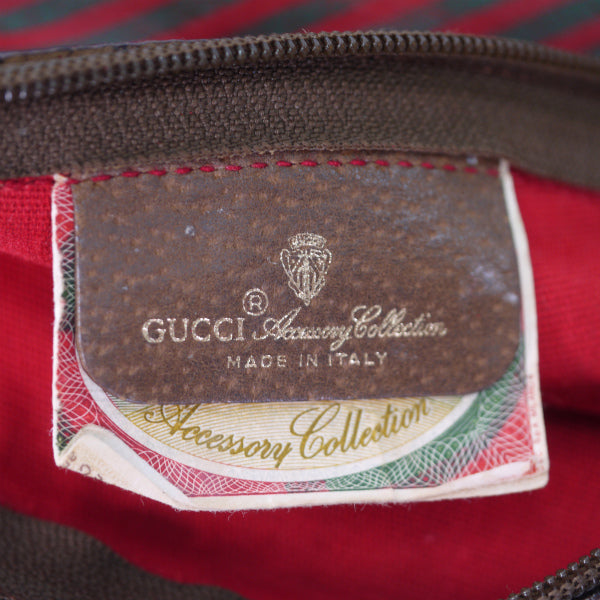 OLD Gucci Rigateライン丸ポーチ（赤緑）
