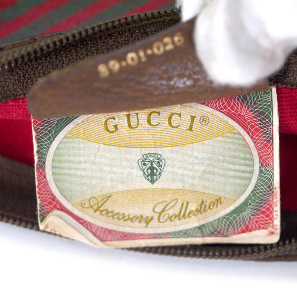 OLD Gucci Rigateライン丸ポーチ（赤緑）