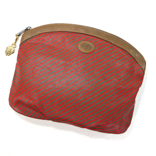 OLD Gucci Rigateライン丸ポーチ（赤緑）