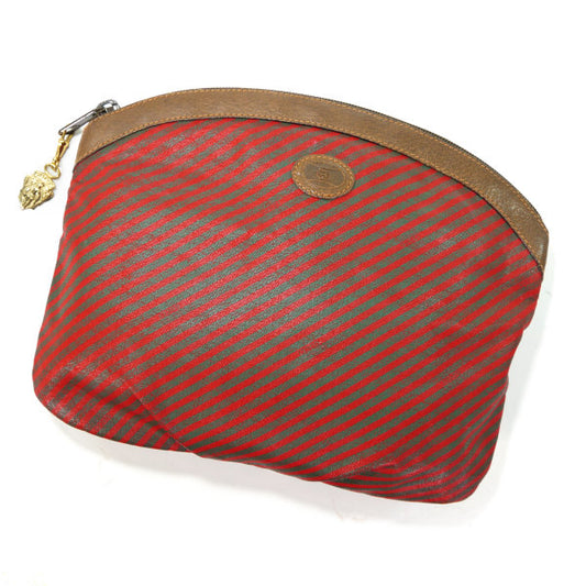 OLD Gucci Rigateライン丸ポーチ（赤緑）