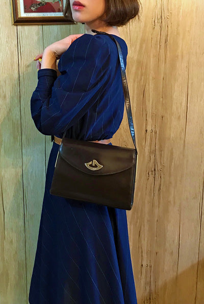 OLD Gucci　総革レアG金具2WAYショルダー（濃茶）