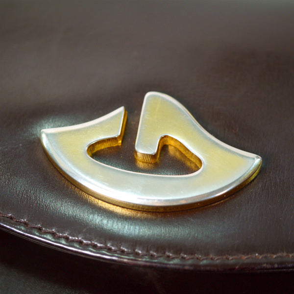 OLD Gucci　総革レアG金具2WAYショルダー（濃茶）