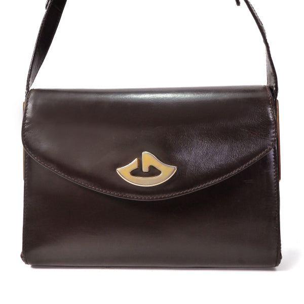 OLD Gucci　総革レアG金具2WAYショルダー（濃茶）