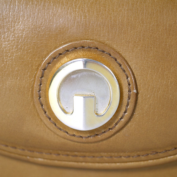 OLD Gucci　総革アコーディオン2WAYミニショルダー（キャメル）