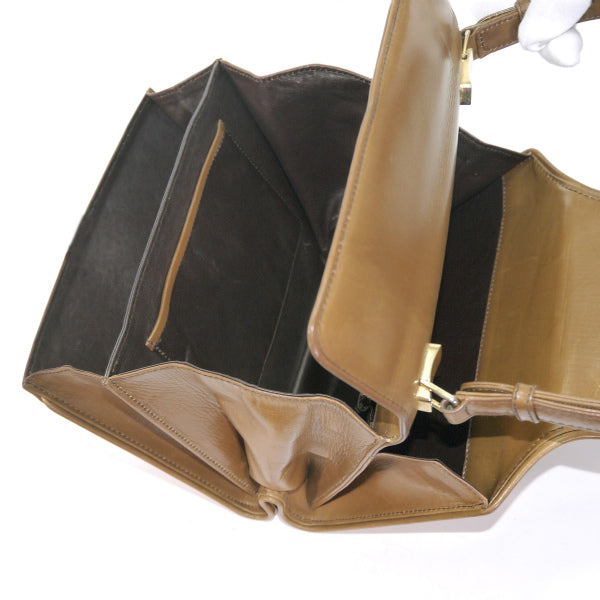 OLD Gucci　総革アコーディオン2WAYミニショルダー（キャメル）