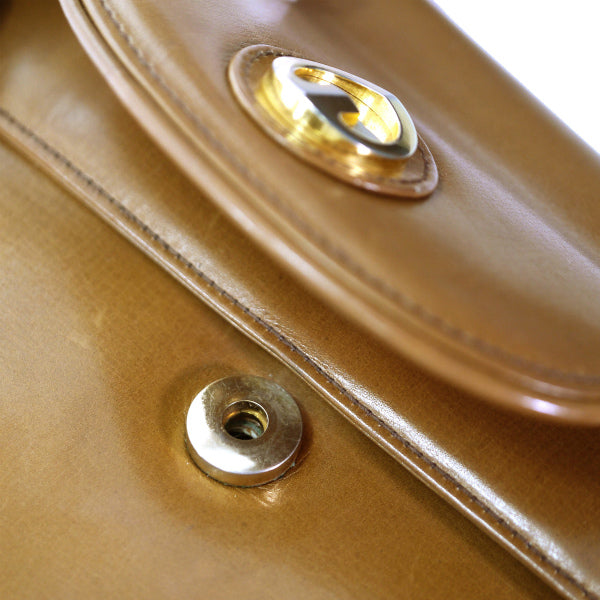 OLD Gucci　総革アコーディオン2WAYミニショルダー（キャメル）