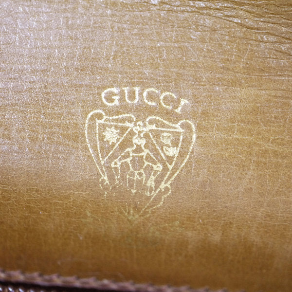 OLD Gucci　総革アコーディオン2WAYミニショルダー（キャメル）