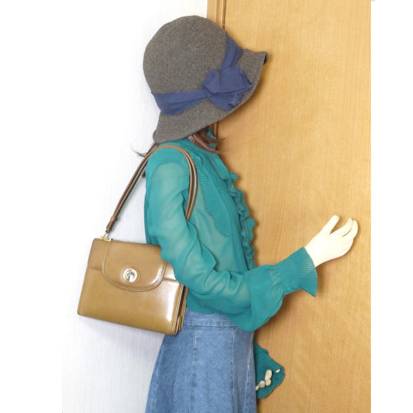 OLD Gucci　総革アコーディオン2WAYミニショルダー（キャメル）