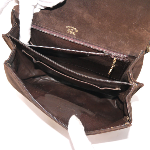 OLD Gucci　2WAYリザード×スエードG金具ショルダー（濃茶）