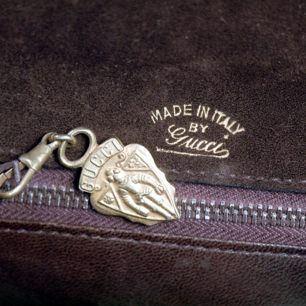 OLD Gucci　2WAYリザード×スエードG金具ショルダー（濃茶）