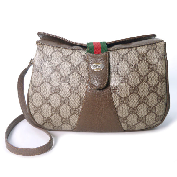 OLD Gucci　＜訳あり＞ミニシェリー3層ポシェット(茶）