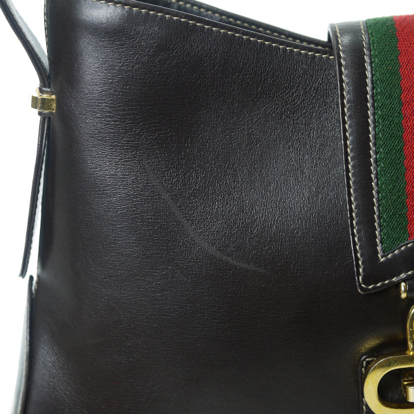 OLD Gucci　総革シェリー×Gロック金具セミショルダー（濃茶）