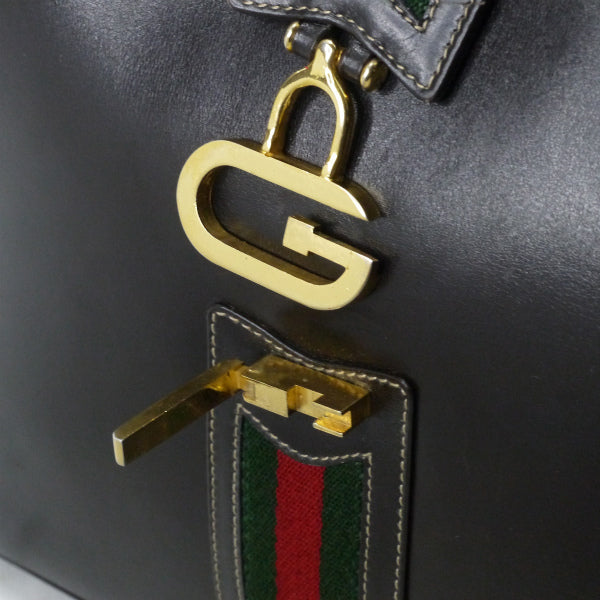 OLD Gucci　総革シェリー×Gロック金具セミショルダー（濃茶）