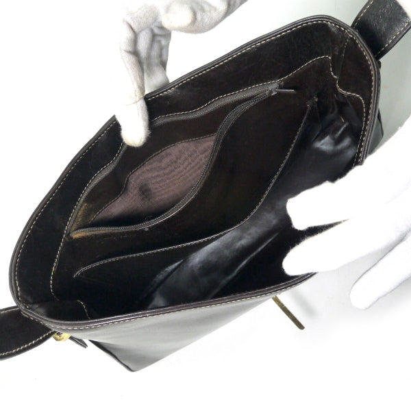 OLD Gucci　総革シェリー×Gロック金具セミショルダー（濃茶）