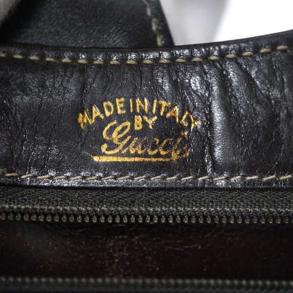 OLD Gucci　総革シェリー×Gロック金具セミショルダー（濃茶）