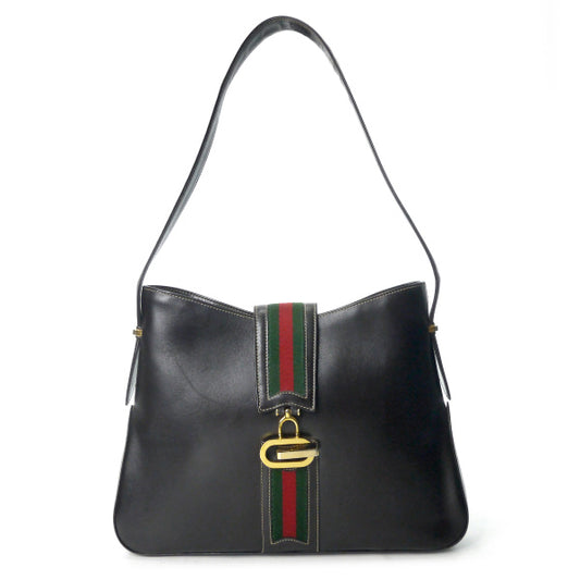 OLD Gucci　総革シェリー×Gロック金具セミショルダー（濃茶）