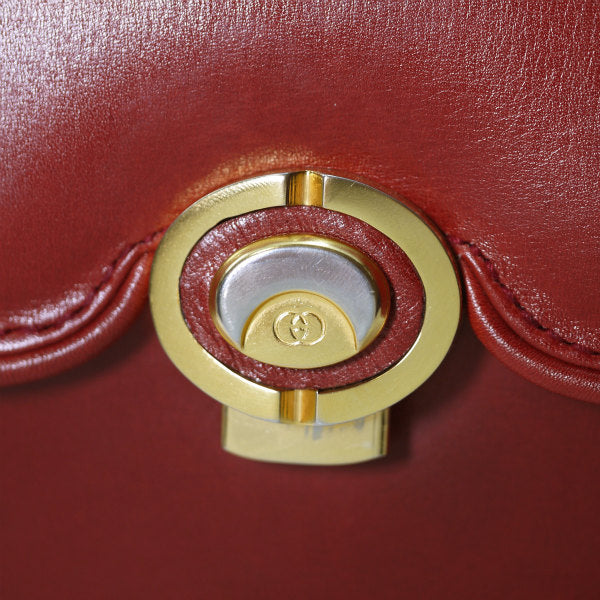 OLD Gucci 総革２層式ラウンドショルダー(赤)