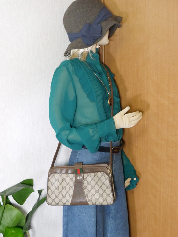 OLD Gucci　ミニシェリー3層ショルダー(茶）