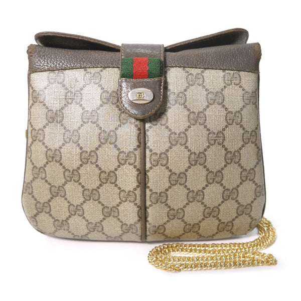 OLD Gucci　ミニシェリー3層チェーンポシェット(茶)