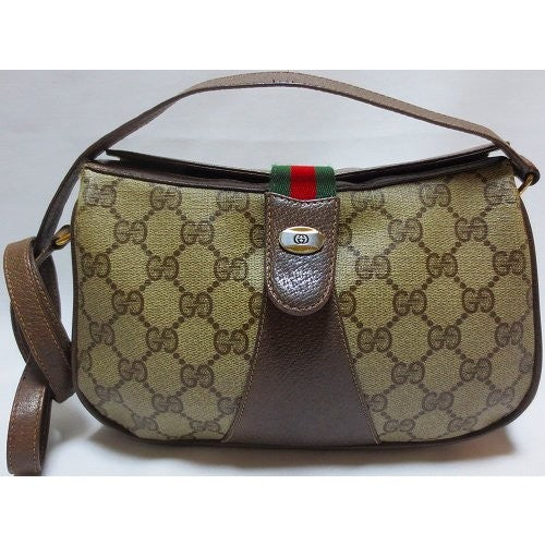 OLD Gucci ふた式半円ショルダー（茶）