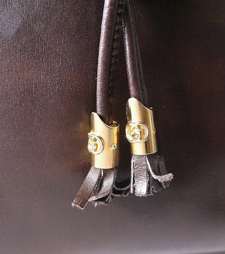 OLD Gucci　総革フリンジ付きショルダー（濃茶）