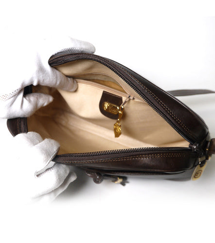 OLD Gucci　総革フリンジ付きショルダー（濃茶）