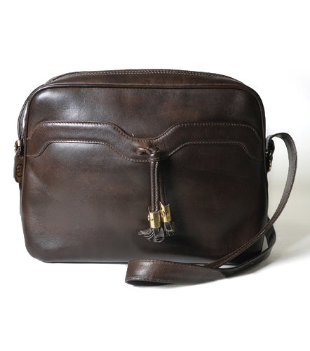 OLD Gucci　総革フリンジ付きショルダー（濃茶）