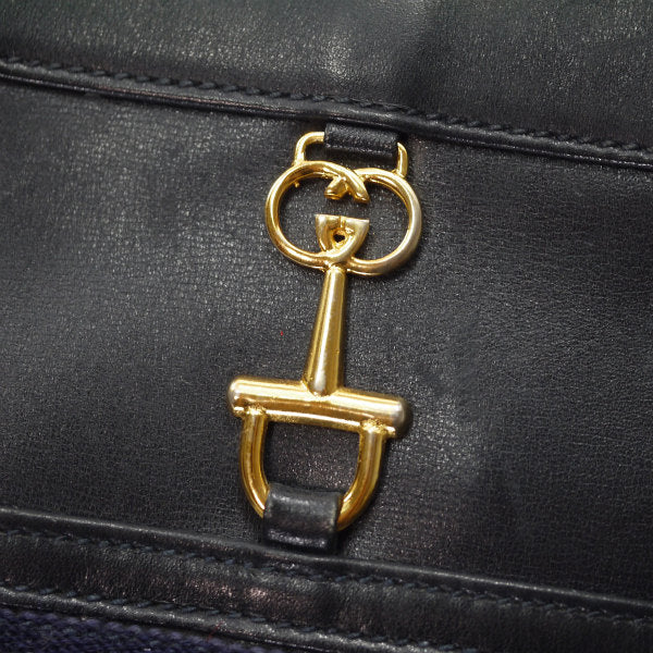 OLD Gucci 　ビット金具×シェリー総革ショルダー（濃紺）