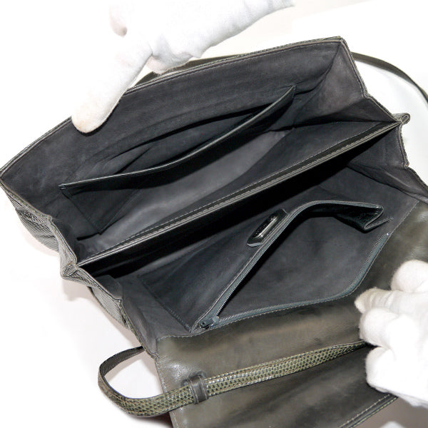 OLD Gucci リザード2WAYスクエアバッグ（深緑）